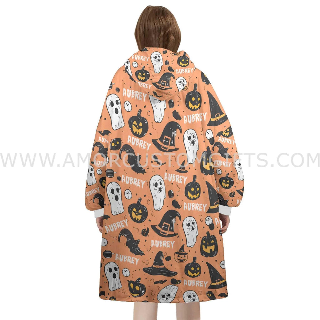 Personalized Halloween Ghost Items Snug Oversized Wearable Hoodie Blanket