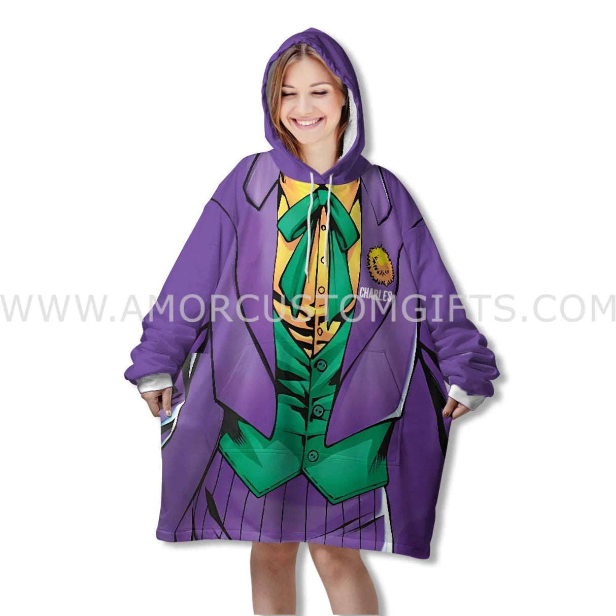 Personalized Halloween Joker Snug Oversized Wearable Hoodie Blanket