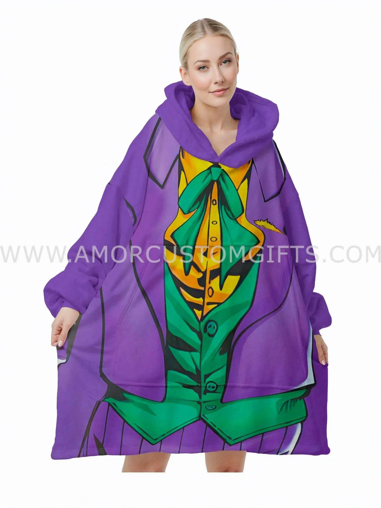 Personalized Halloween Joker Snug Oversized Wearable Hoodie Blanket