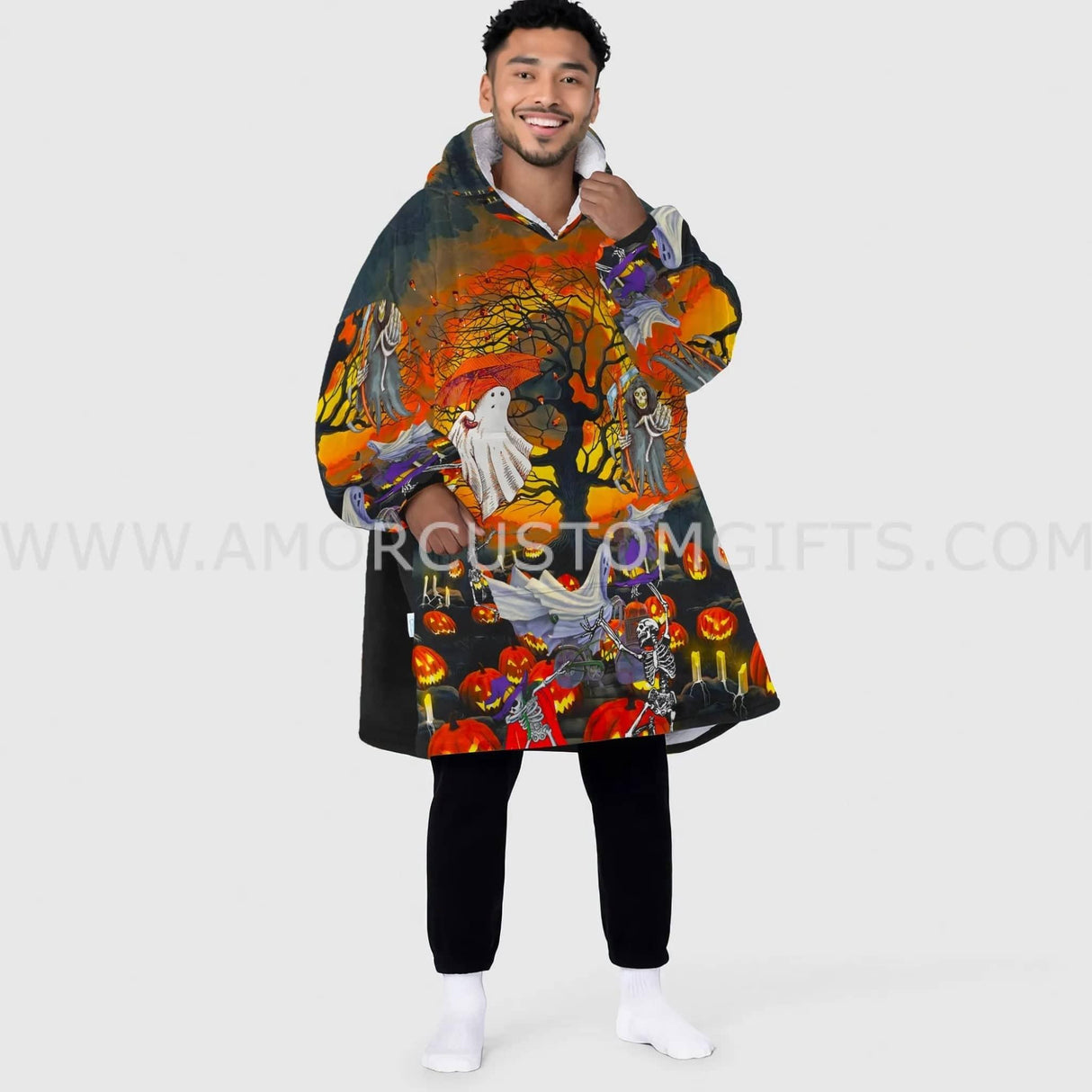 Personalized Halloween Snug Oversized Wearable Hoodie Blanket