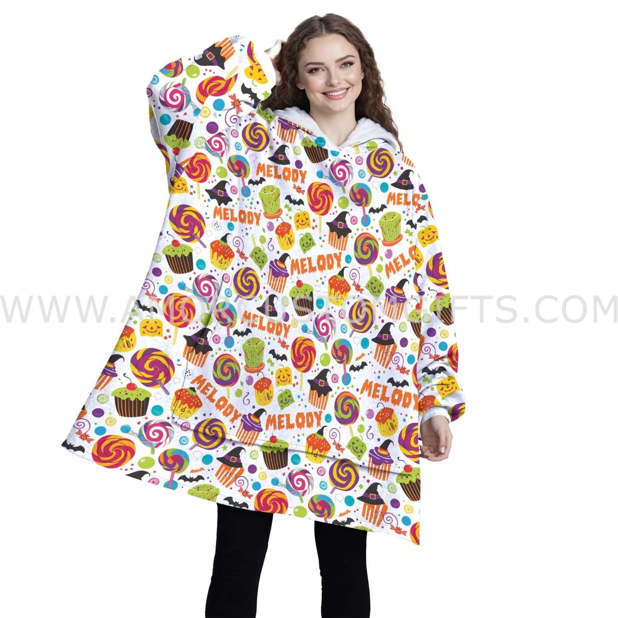 Personalized Halloween Spooky Cupcake Snug Oversized Wearable Hoodie Blanket