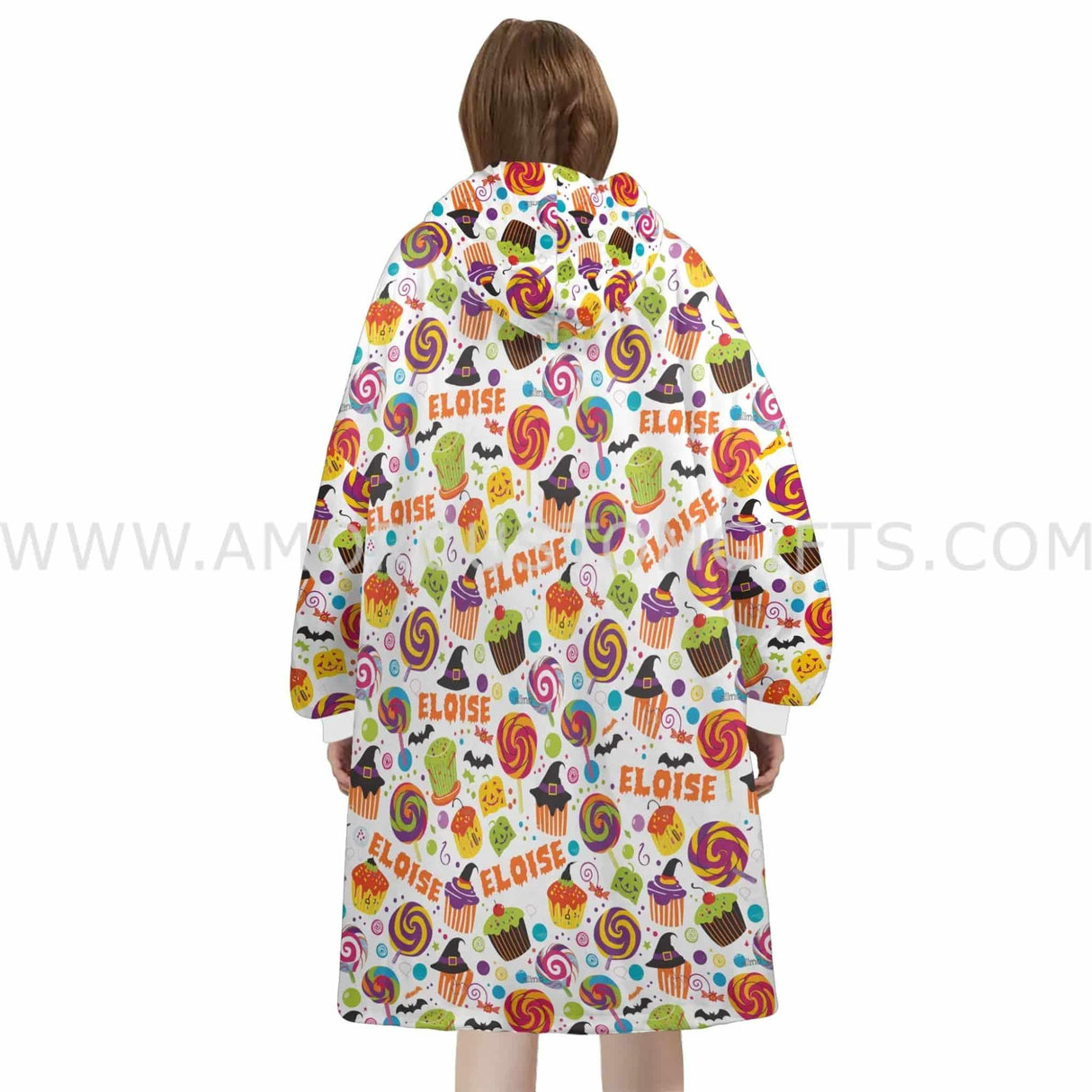 Personalized Halloween Spooky Cupcake Snug Oversized Wearable Hoodie Blanket