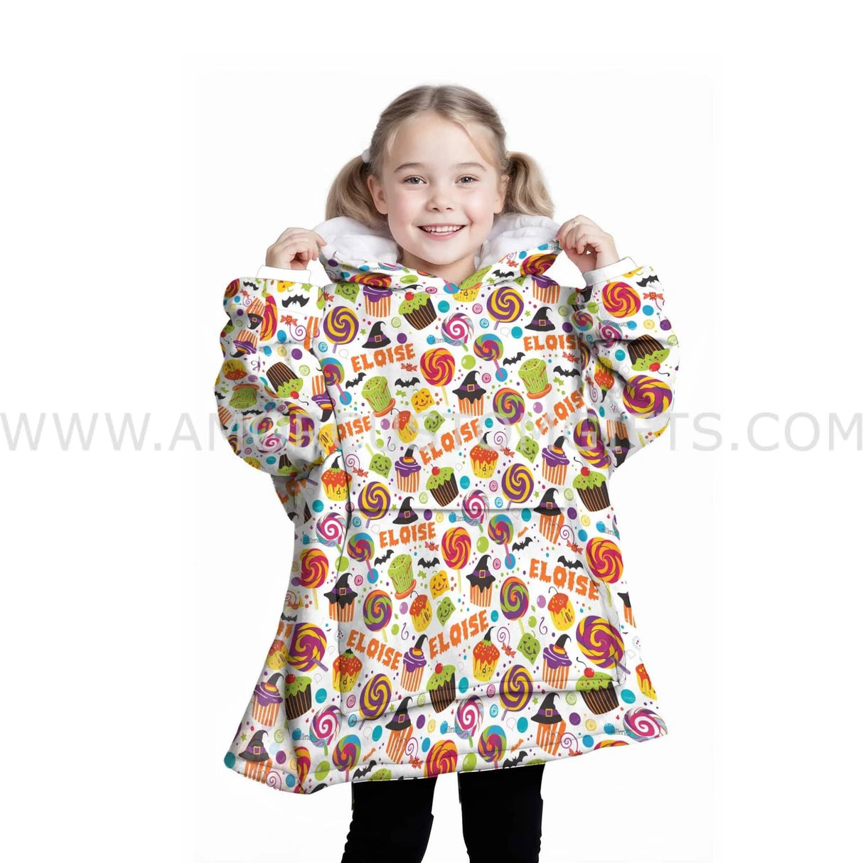 Personalized Halloween Spooky Cupcake Snug Oversized Wearable Hoodie Blanket