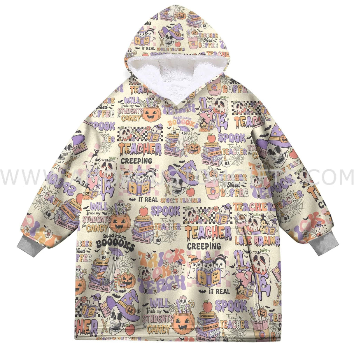 Personalized Halloween Teacher Snug Oversized Wearable Hoodie Blanket