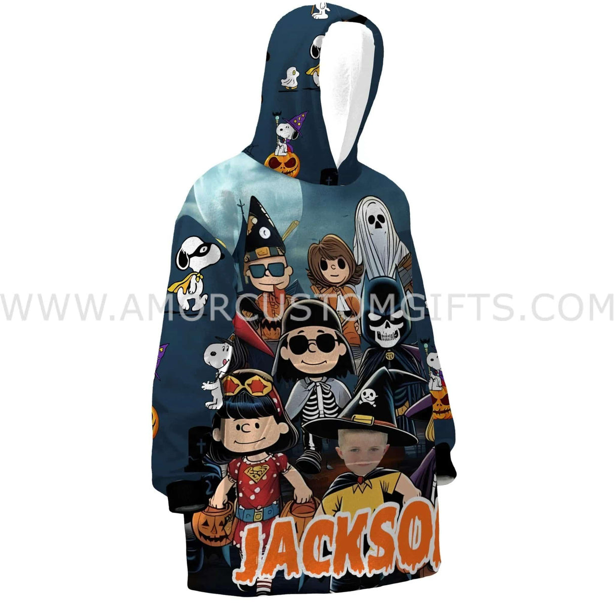 Personalized Halloween Wearable Hoodie Blanket Superheroes Halloween Snug Oversized Wearable Hoodie Blanket