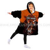 Personalized Harley Davidson Halloween Snug Oversized Wearable Hoodie Blanket