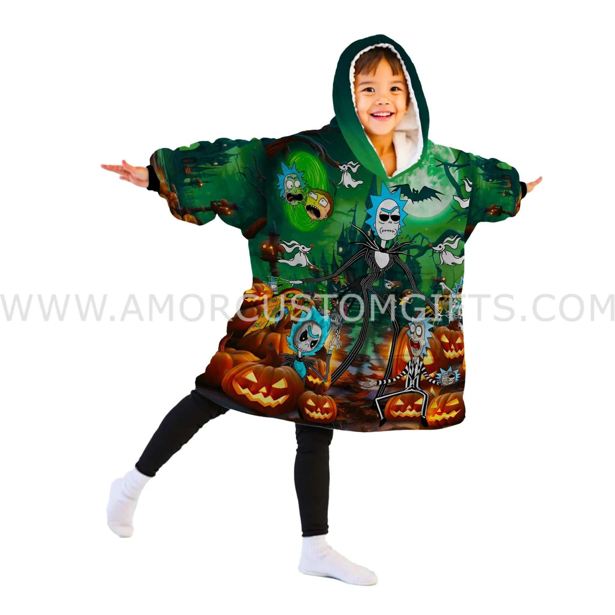 Personalized Harley Davidson Halloween Snug Oversized Wearable Hoodie Blanket