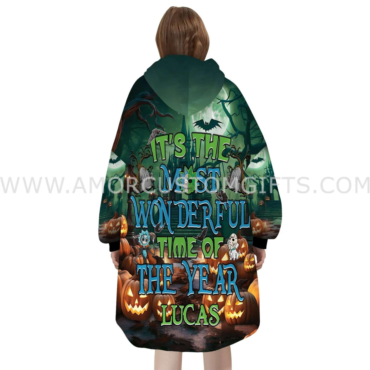 Personalized Harley Davidson Halloween Snug Oversized Wearable Hoodie Blanket