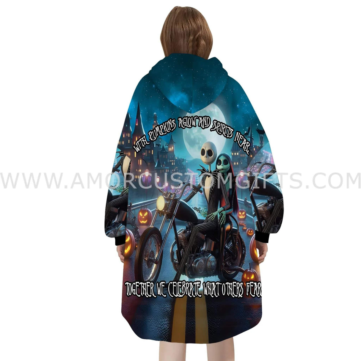 Personalized Harley Davidson The Night Before Christmas Halloween Snug Oversized Wearable Hoodie Blanket