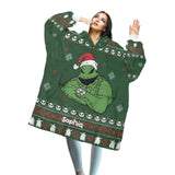 Personalized How The Green Demon Stole Christmas Snug Oversized Wearable Hoodie Blanket