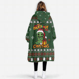 Personalized How The Green Demon Stole Christmas Snug Oversized Wearable Hoodie Blanket