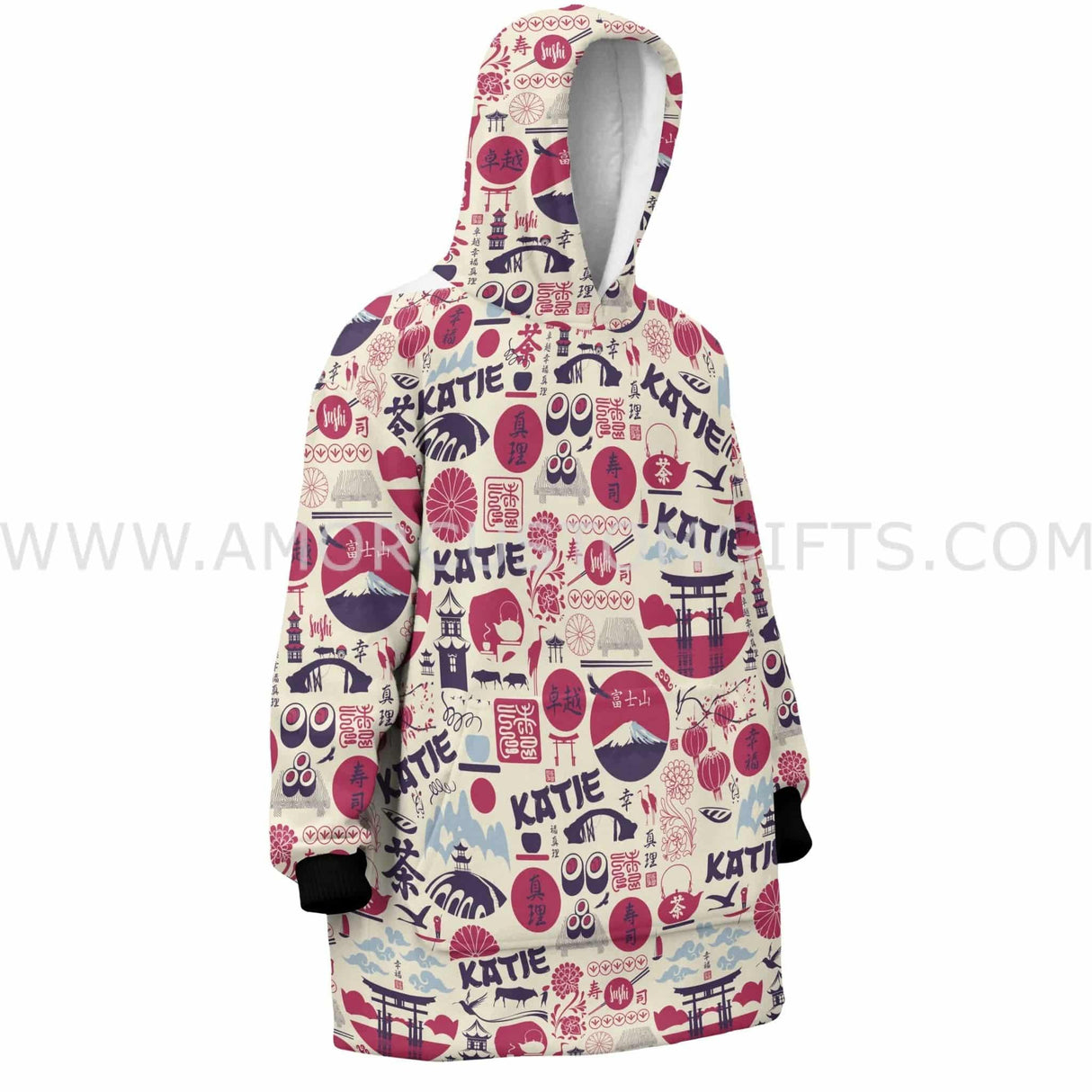 Personalized Japanese Culture Snug Oversized Wearable Hoodie Blanket