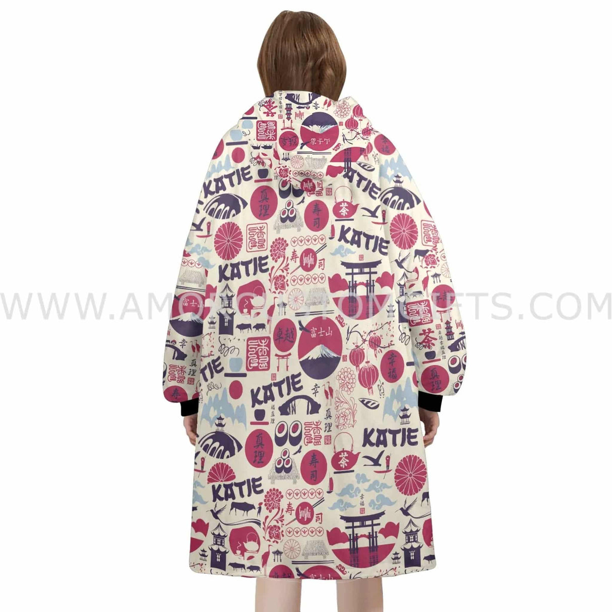 Personalized Japanese Culture Snug Oversized Wearable Hoodie Blanket