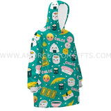 Personalized Japanese Food Sushi Snug Oversized Wearable Hoodie Blanket