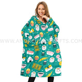 Personalized Japanese Food Sushi Snug Oversized Wearable Hoodie Blanket