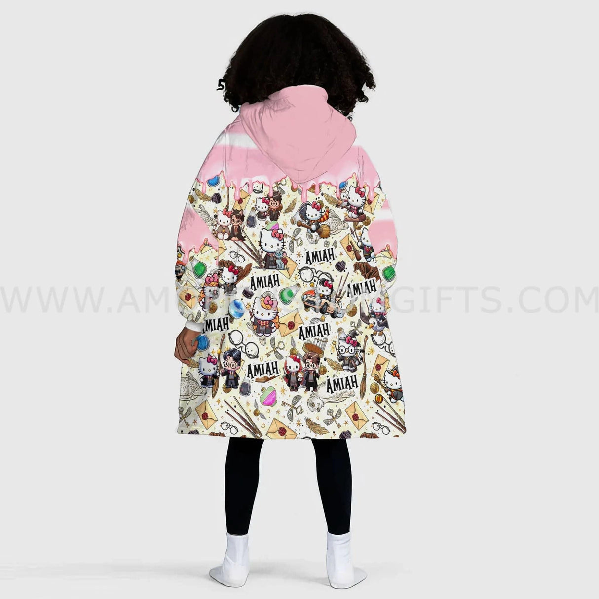 Personalized Kitty Potter Halloween Snug Oversized Wearable Hoodie Blanket