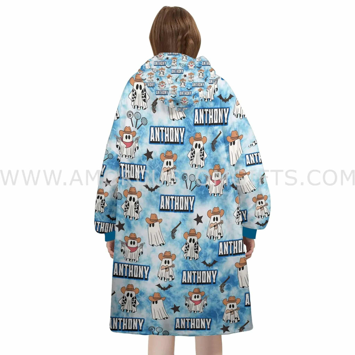 Personalized Lovely Boo Halloween Coboy Ghost Snug Oversized Wearable Hoodie Blanket