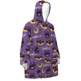 Personalized Lovely Cat Halloween Snug Oversized Wearable Hoodie Blanket