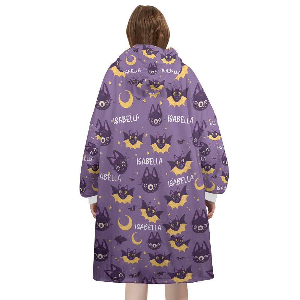 Personalized Lovely Cat Halloween Snug Oversized Wearable Hoodie Blanket