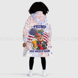 Personalized Maga 2024 Republican vs Democrat Funny Voting Snug Oversized Wearable Hoodie Blanket