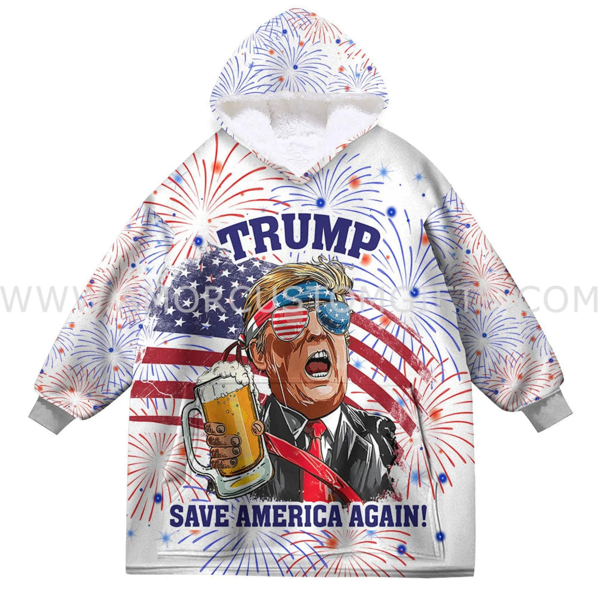 Personalized Maga 2024 Republican vs Democrat Funny Voting Snug Oversized Wearable Hoodie Blanket