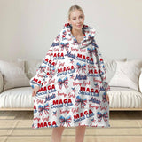 Personalized Maga Girl Oversized Wearable Hoodie Blanket