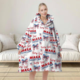 Personalized Maga Girl Oversized Wearable Hoodie Blanket