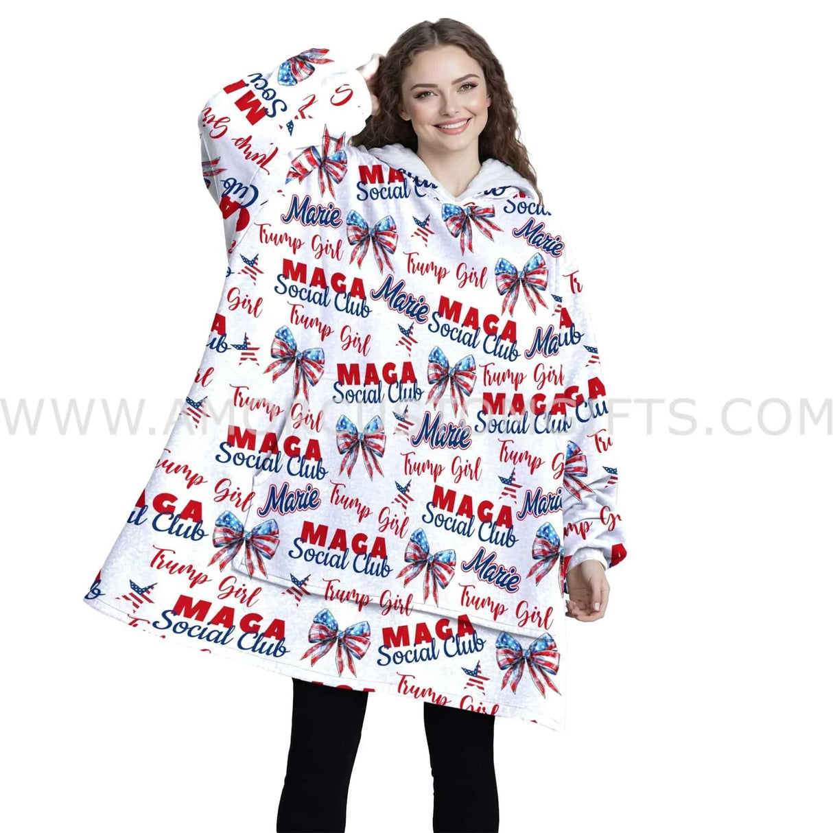 Personalized Maga Girl Oversized Wearable Hoodie Blanket