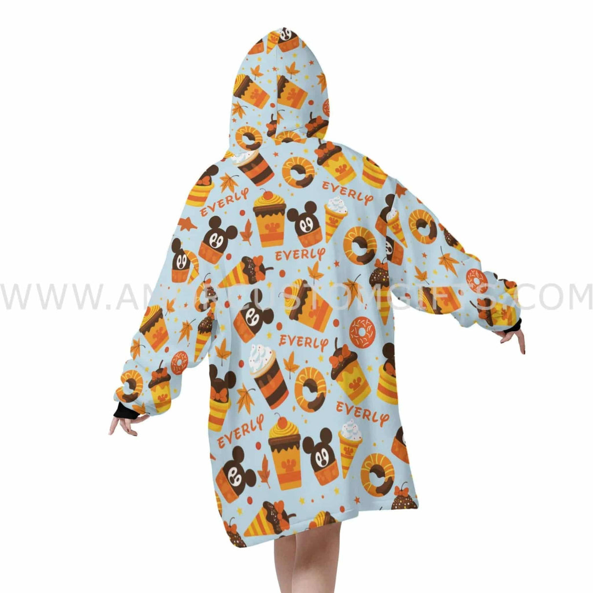 Personalized Magic World Fall Halloween Food Snug Oversized Wearable Hoodie Blanket