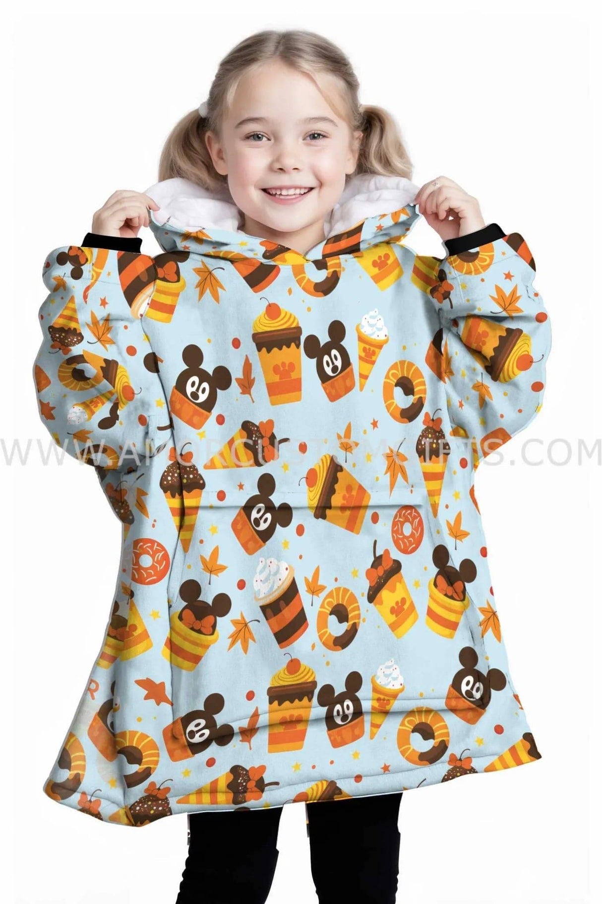 Personalized Magic World Fall Halloween Food Snug Oversized Wearable Hoodie Blanket