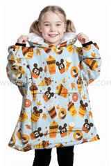 Personalized Magic World Fall Halloween Food Snug Oversized Wearable Hoodie Blanket