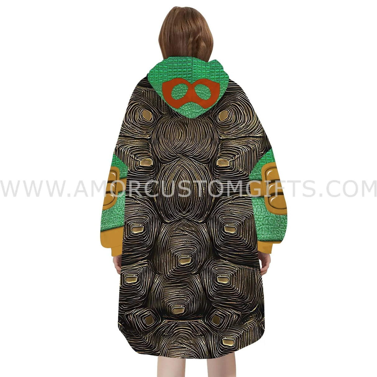 Personalized Michelangelo TMNT Mike Mikey Ninja Turtle Snug Oversized Wearable Hoodie Blanket