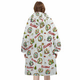 Personalized Mint Christmas Dinosaur Snug Oversized Wearable Hoodie Blanket