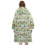 Personalized Mint Christmas Truck Xmas Excavator Snug Oversized Wearable Hoodie Blanket