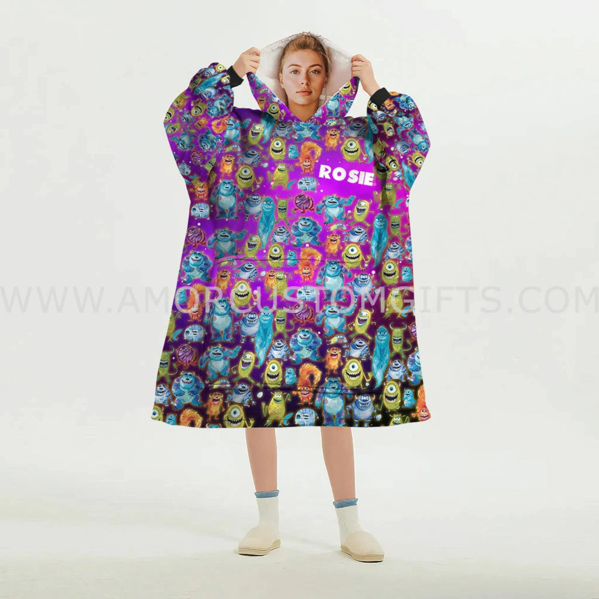 Personalized Monster Inc Pattern Halloween Items Snug Oversized Wearable Hoodie Blanket