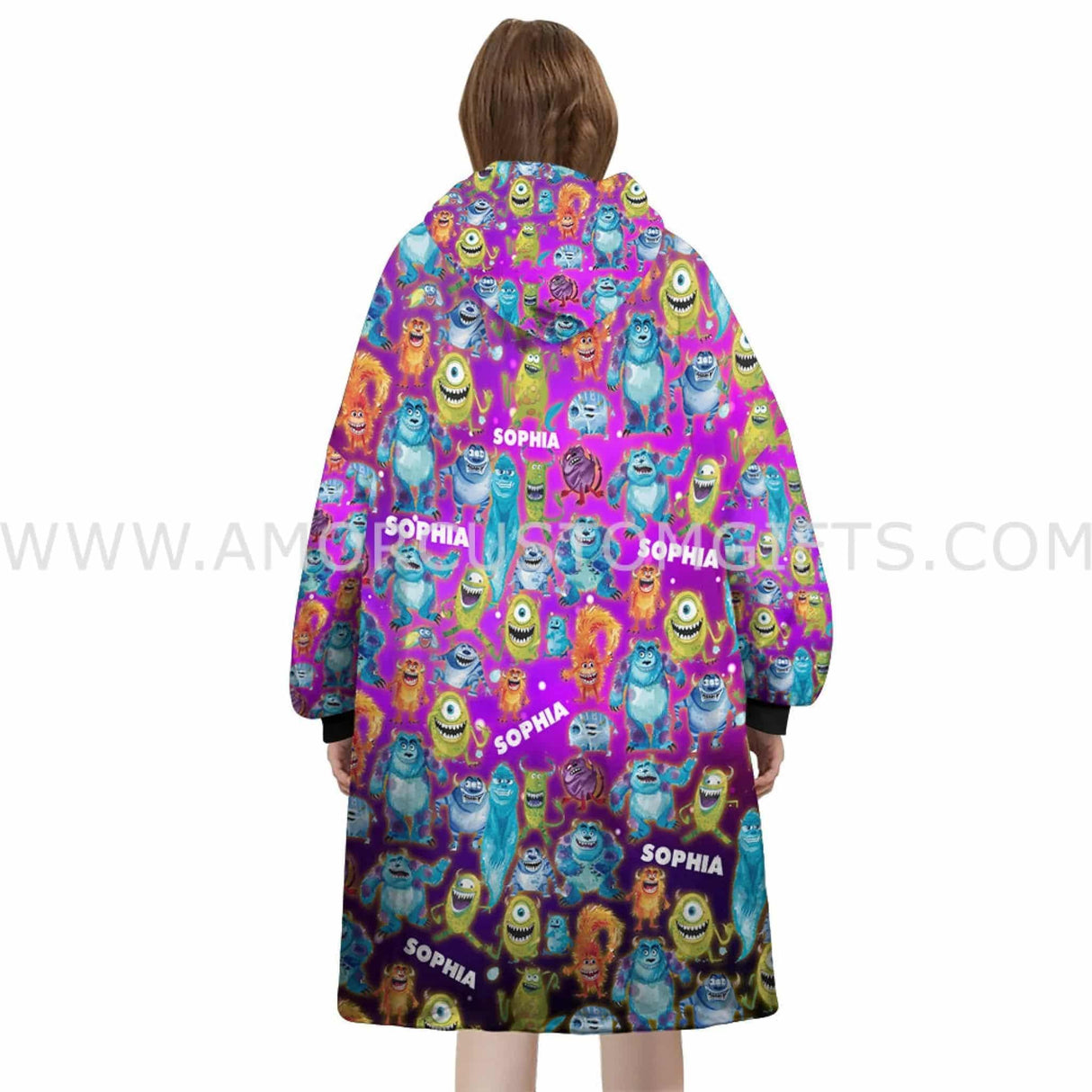 Personalized Monster Inc Pattern Halloween Items Snug Oversized Wearable Hoodie Blanket