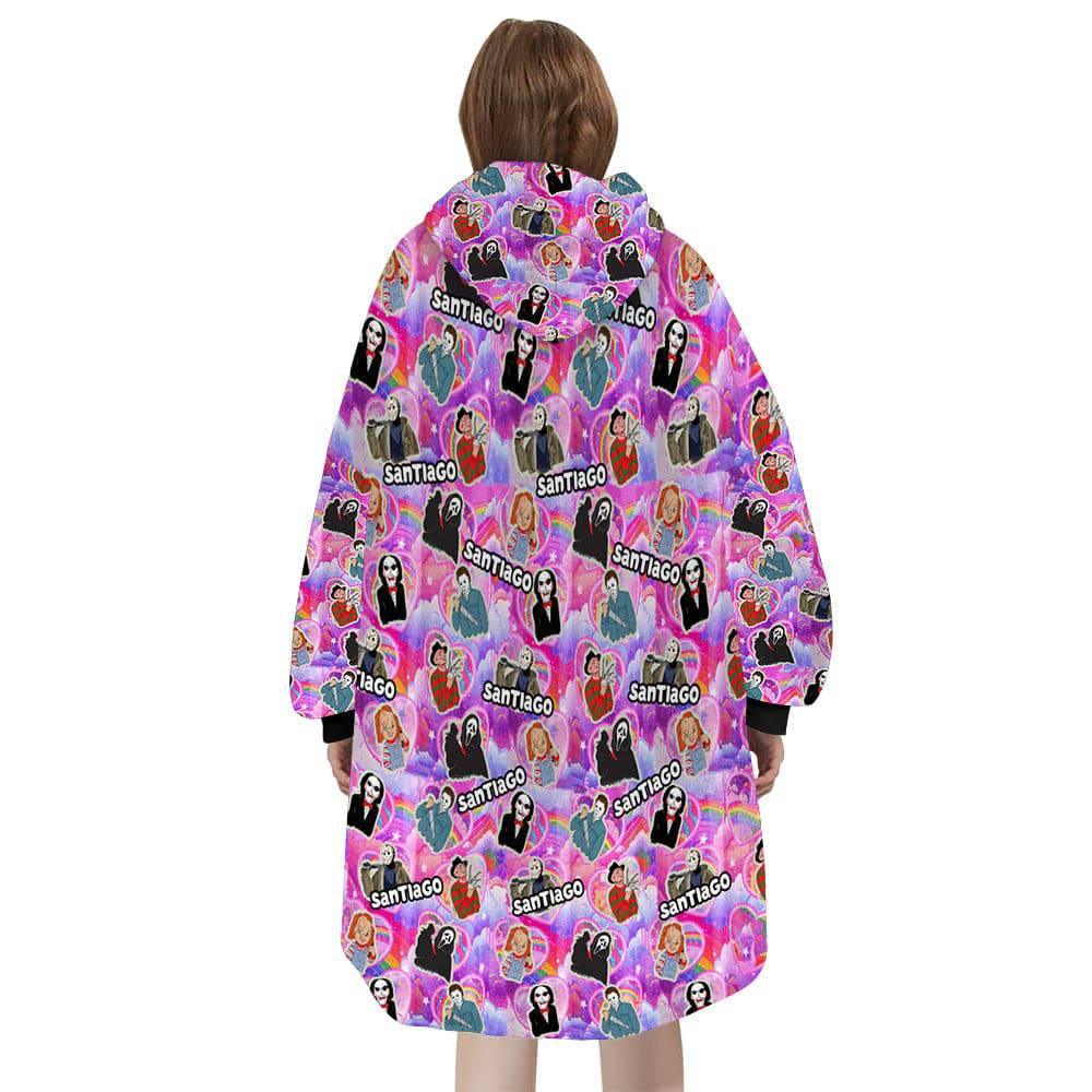 Personalized Movies Characters Pink Halloween Snug Oversized Wearable Hoodie Blanket