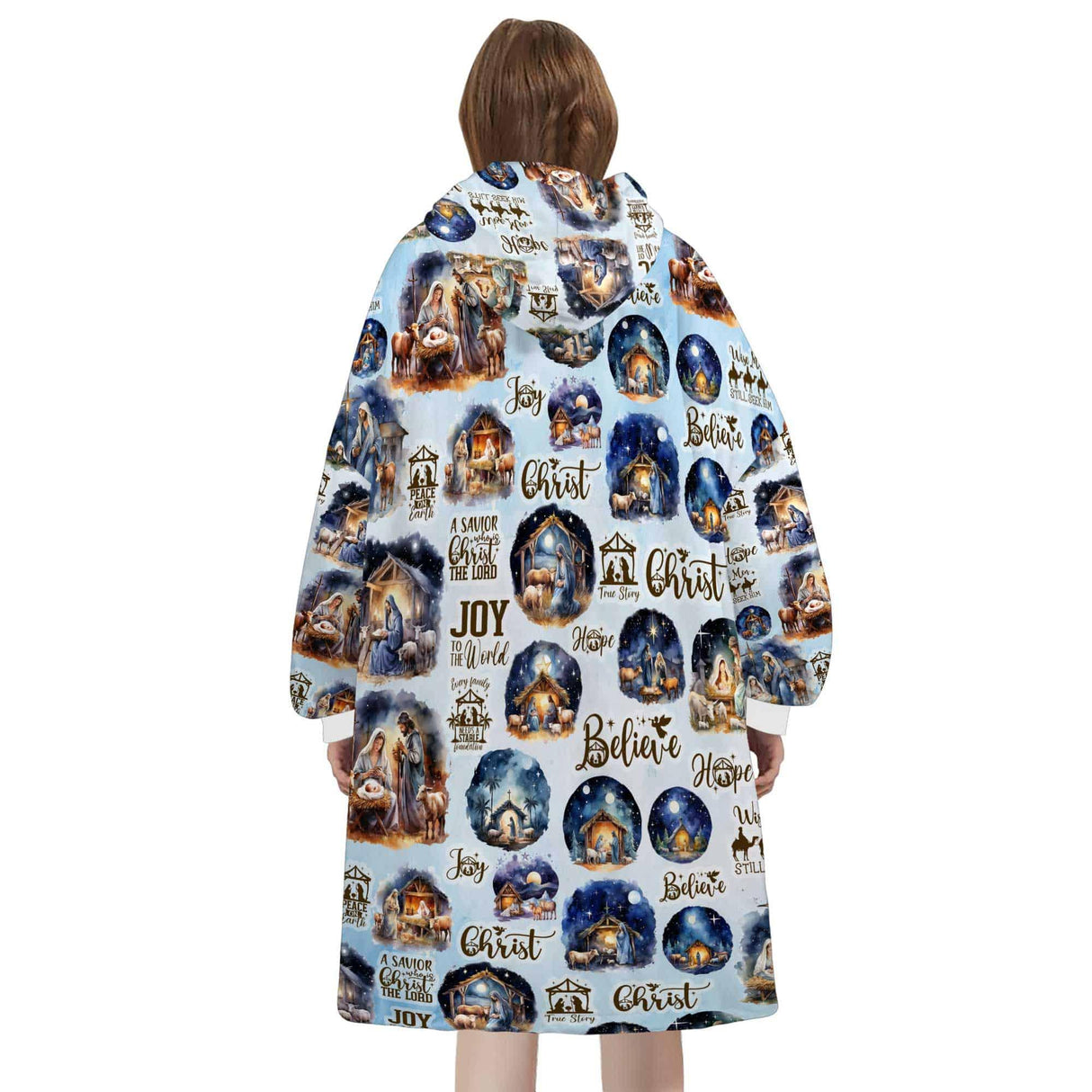 Personalized Nativity Christmas Snug Oversized Wearable Hoodie Blanket