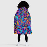 Personalized Neon Monster Pattern Halloween Snug Oversized Wearable Hoodie Blanket