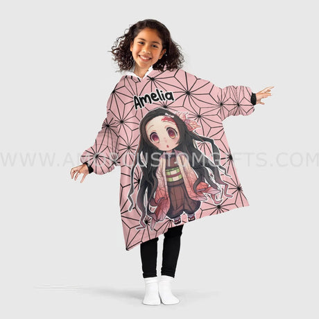 Personalized Nezuko Kamado - Demon Slayer Snug Oversized Wearable Hoodie Blanket