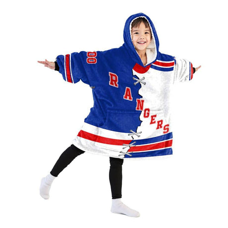 Personalized NHL New York Rangers Mix Jersey Snug Oversized Wearable Hoodie Blanket