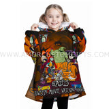 Personalized Nightmare Watching Halloween Snug Oversized Wearable Hoodie Blanket