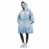 Personalized Penguin Christmas Snug Oversized Wearable Hoodie Blanket