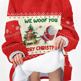 Personalized Photo Pet We Woof You Xmas Snug Oversized Wearable Hoodie Blanket