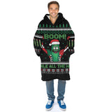 Personalized PickleRick Christmas Snug Oversized Wearable Hoodie Blanket