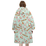 Personalized Pink Christmas Gingerbread House Snug Oversized Wearable Hoodie Blanket