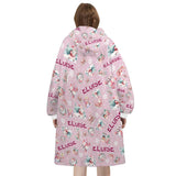 Personalized Pink Christmas Gingerbread House Snug Oversized Wearable Hoodie Blanket