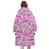 Personalized Pink Christmas Gnomes Snug Oversized Wearable Hoodie Blanket