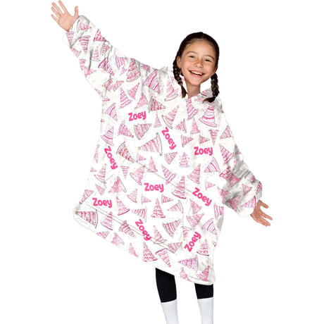 Personalized Pink Christmas Sweet Cakes Snug Oversized Wearable Hoodie Blanket