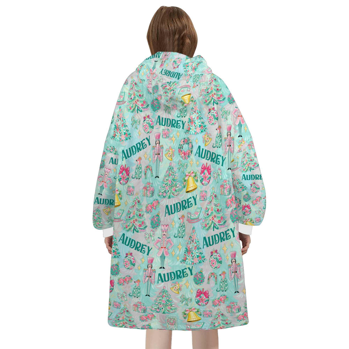 Personalized Preppy Christmas Snug Oversized Wearable Hoodie Blanket